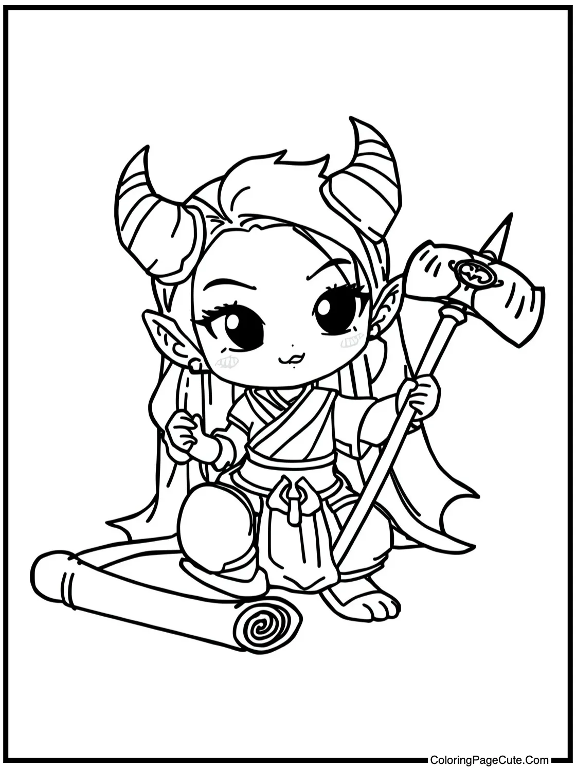 Kagaya reading scrolls.