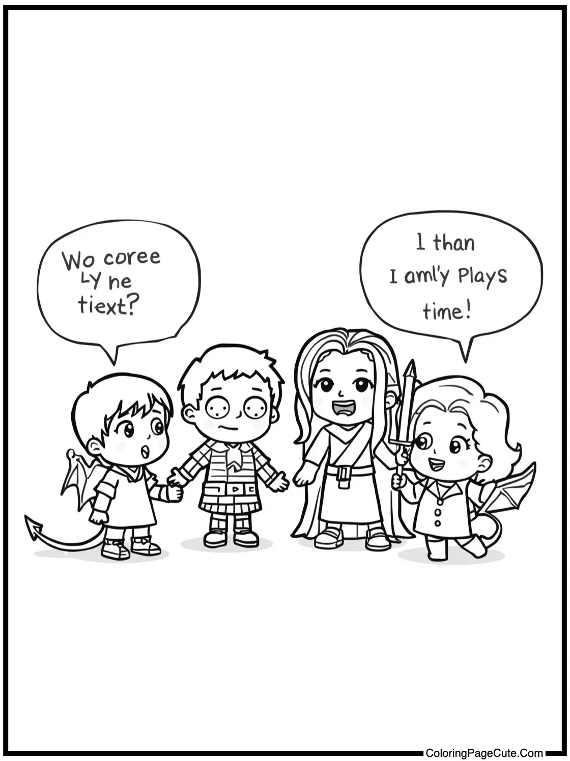 Characters telling jokes.