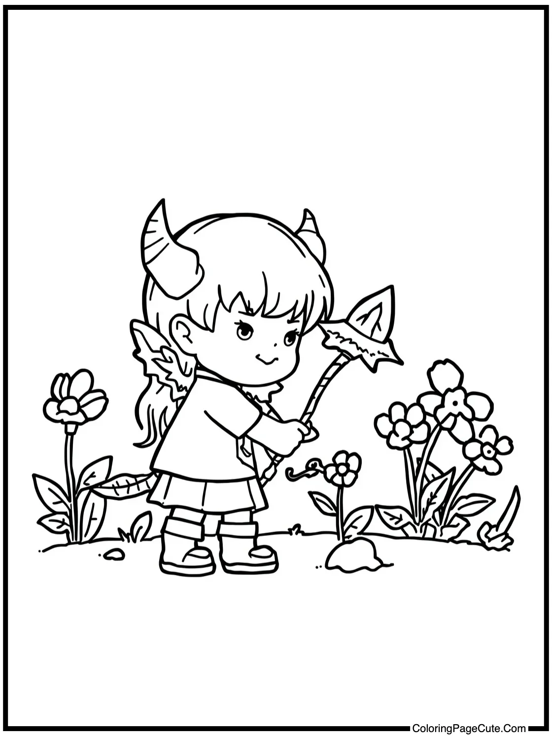 Admiring beautiful flowers.