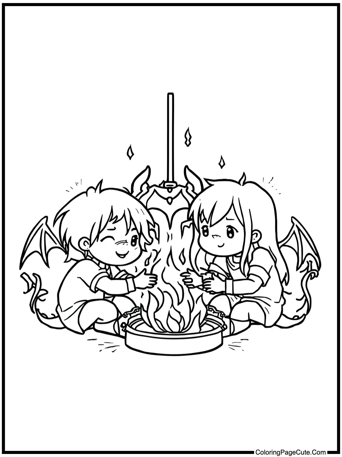 Friends enjoying warmth.