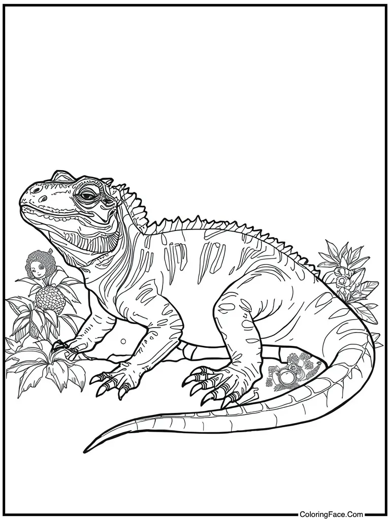 Giant lizard sleeping soundly