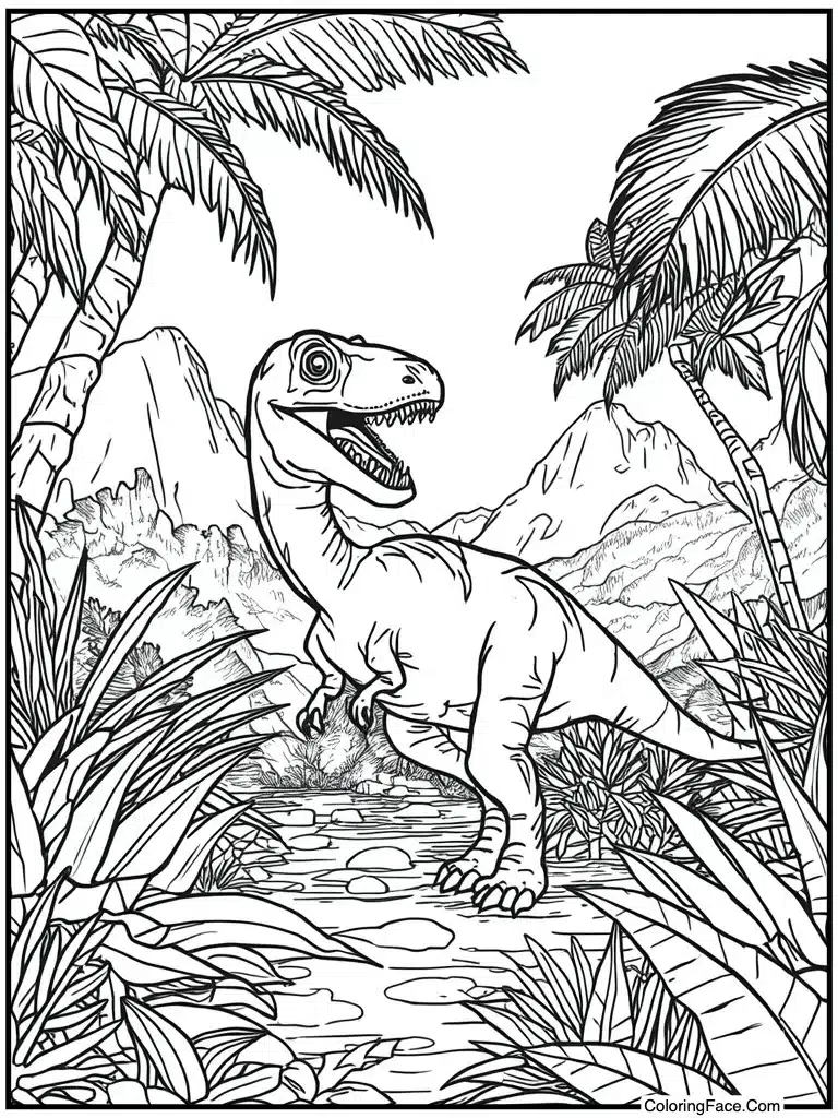 Prehistoric jungle landscape scene