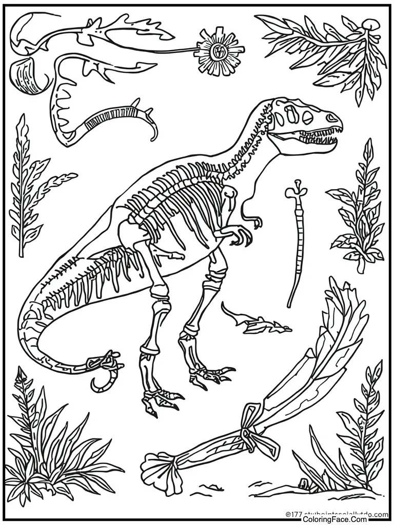 Fossil bones in dirt