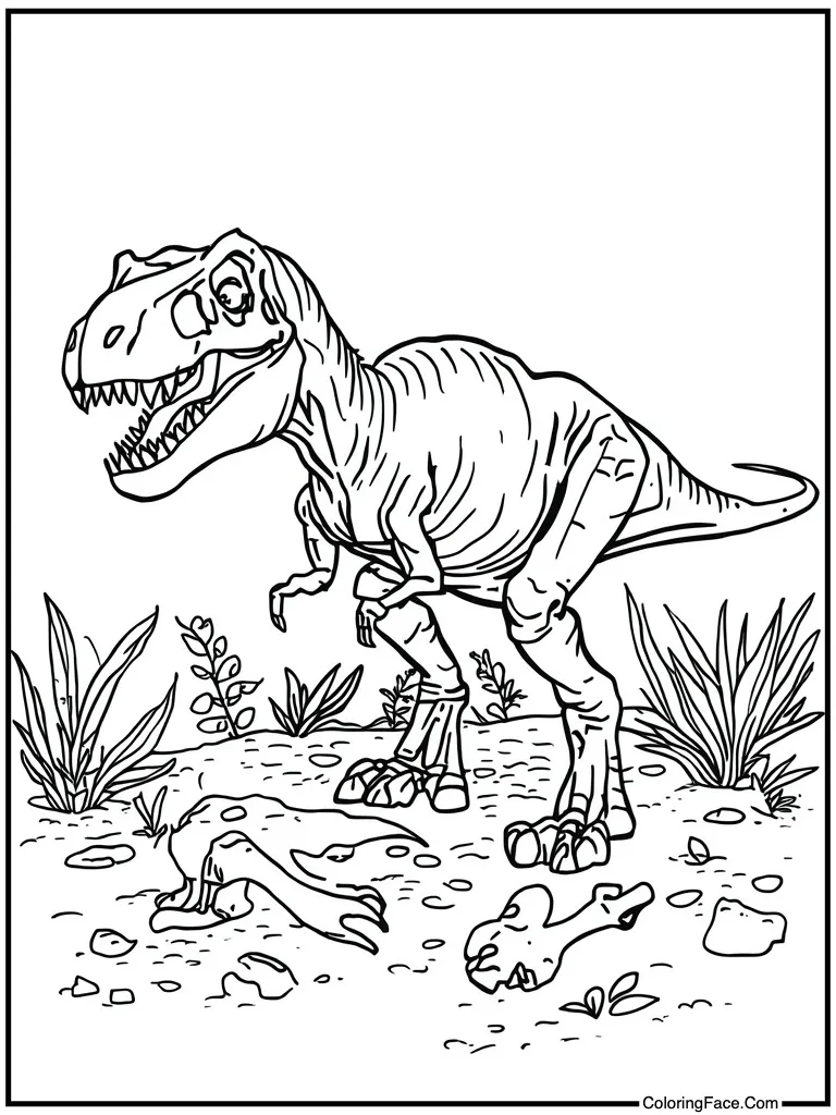 Paleontologist digging up bones