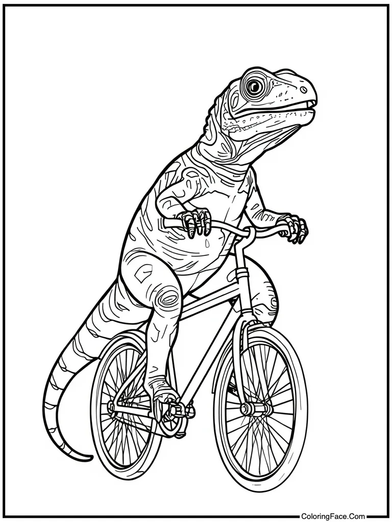 Lizard riding a bicycle