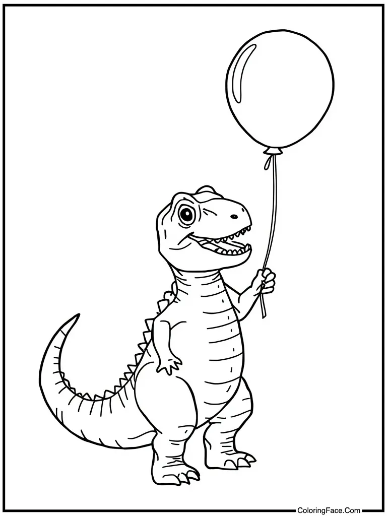 Reptile holding birthday balloon