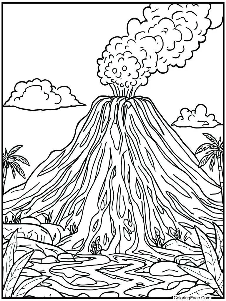 Lava flowing from volcano