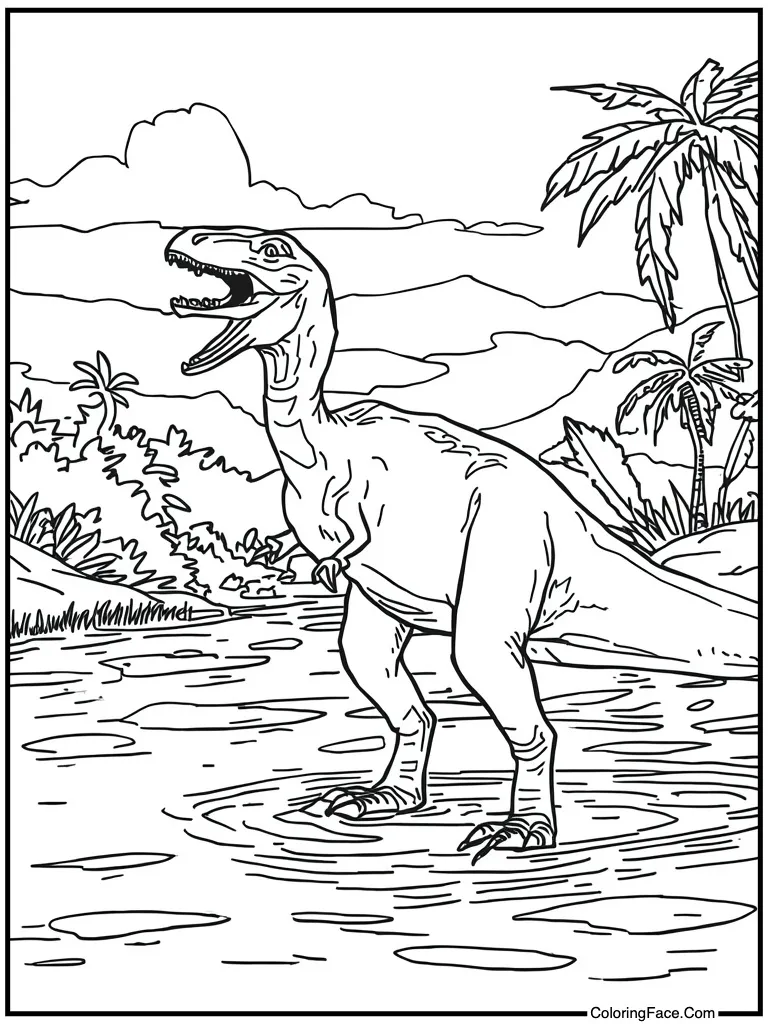 Baryonyx fishing in river