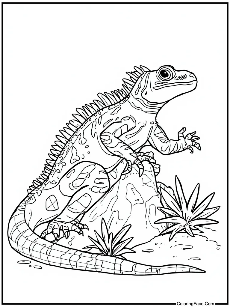 Lizard building sand castle