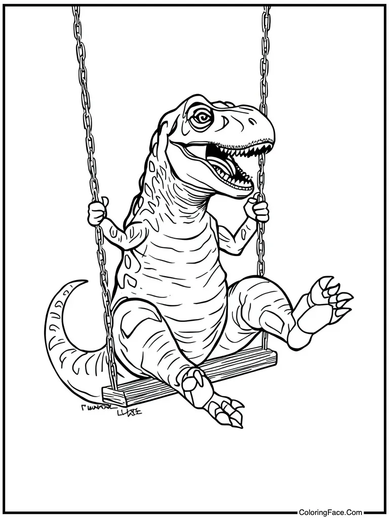 Beast swinging on swing