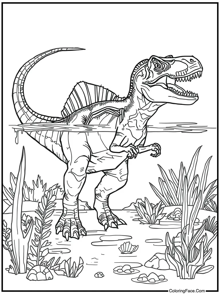 Spinosaurus swimming in water