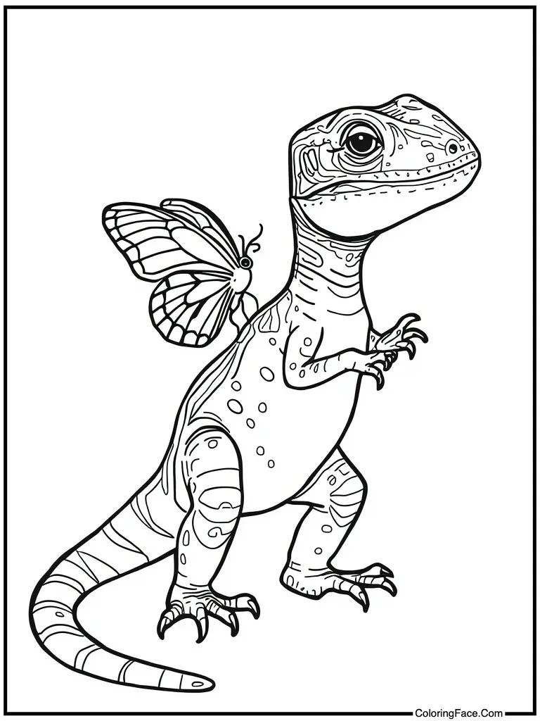 Lizard with butterfly friend