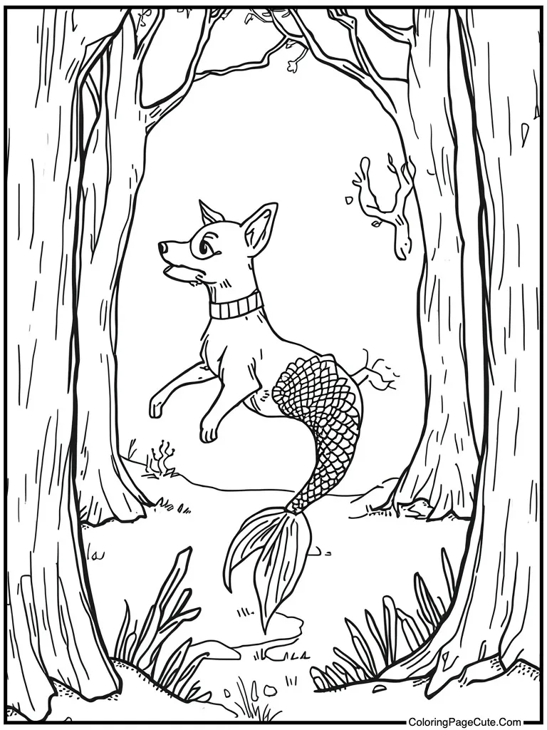 Mermaid tail swimming deep