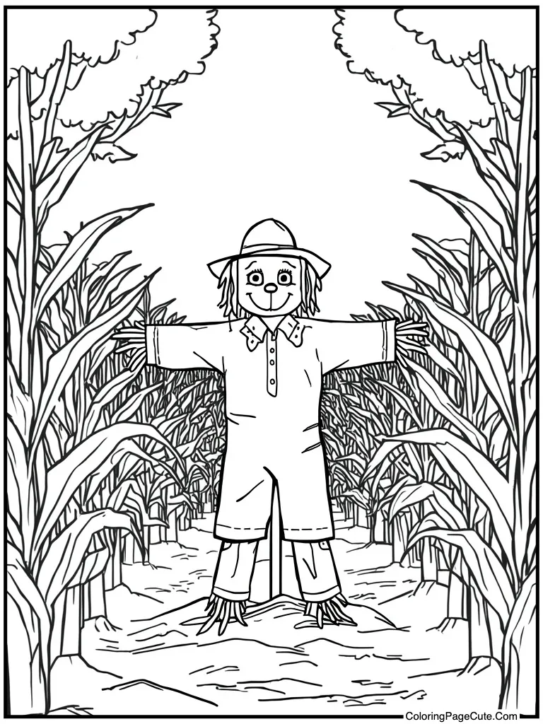 Scarecrow in corn field