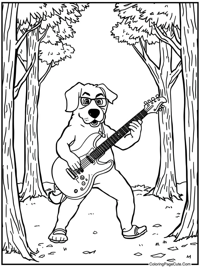 Playing electric guitar rock