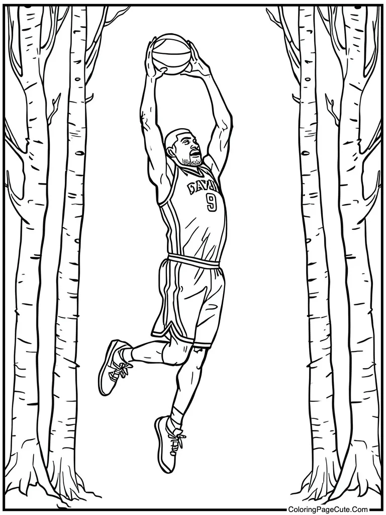 Basketball player slam dunk