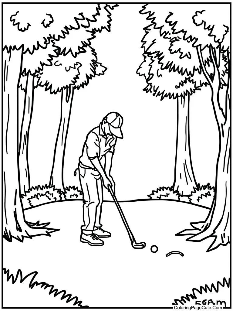 Golfer putting on green