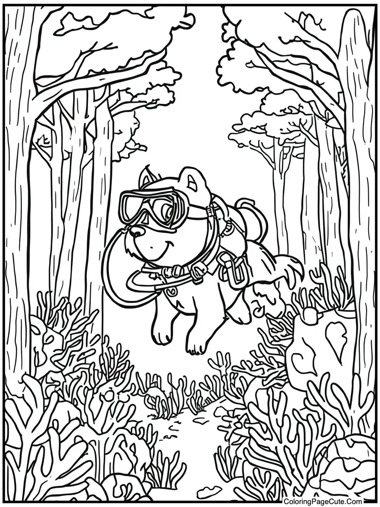 Diver exploring coral reef