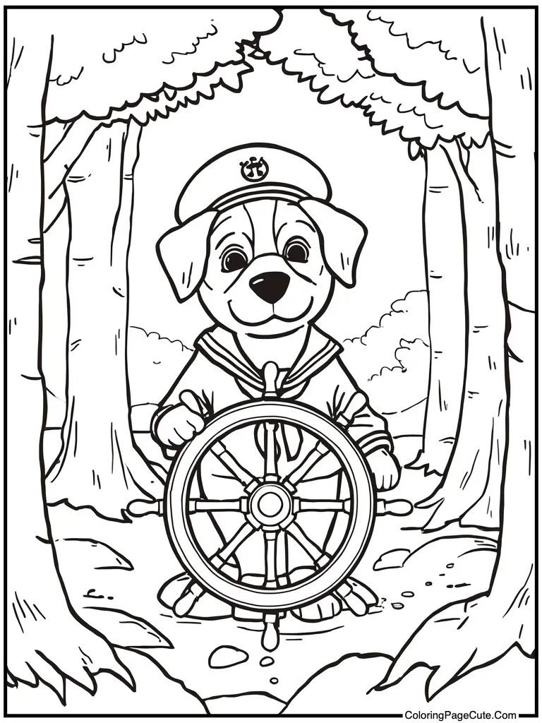 Sailor steering the ship