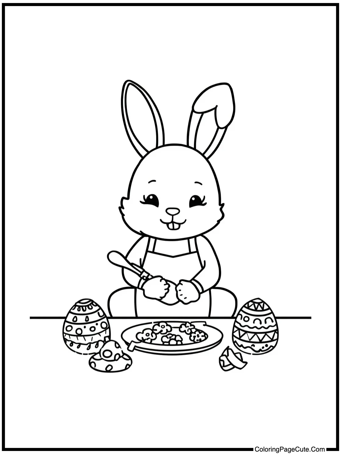 of a bunny baking cookies
