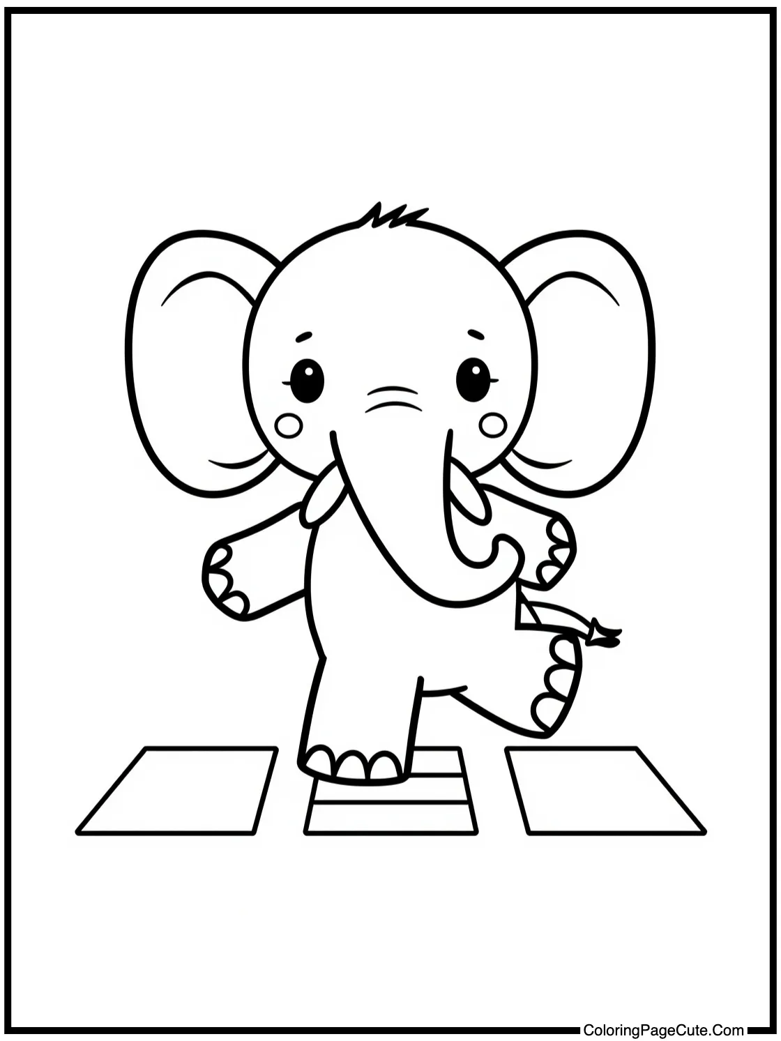 playing hopscotch happily.