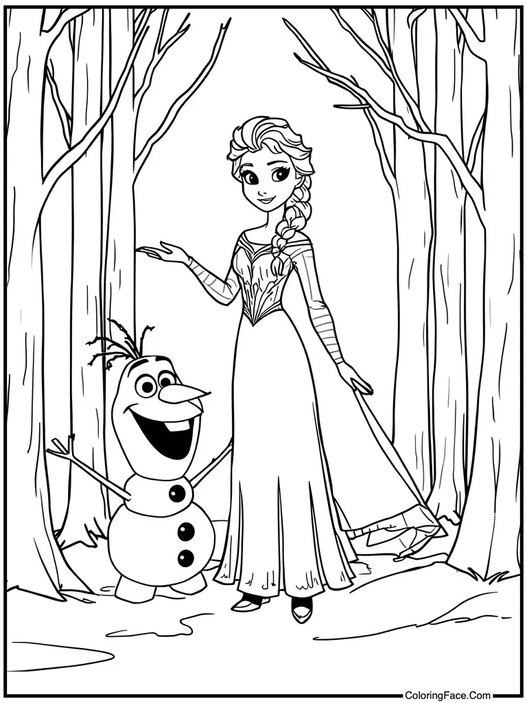 With funny snowman friend