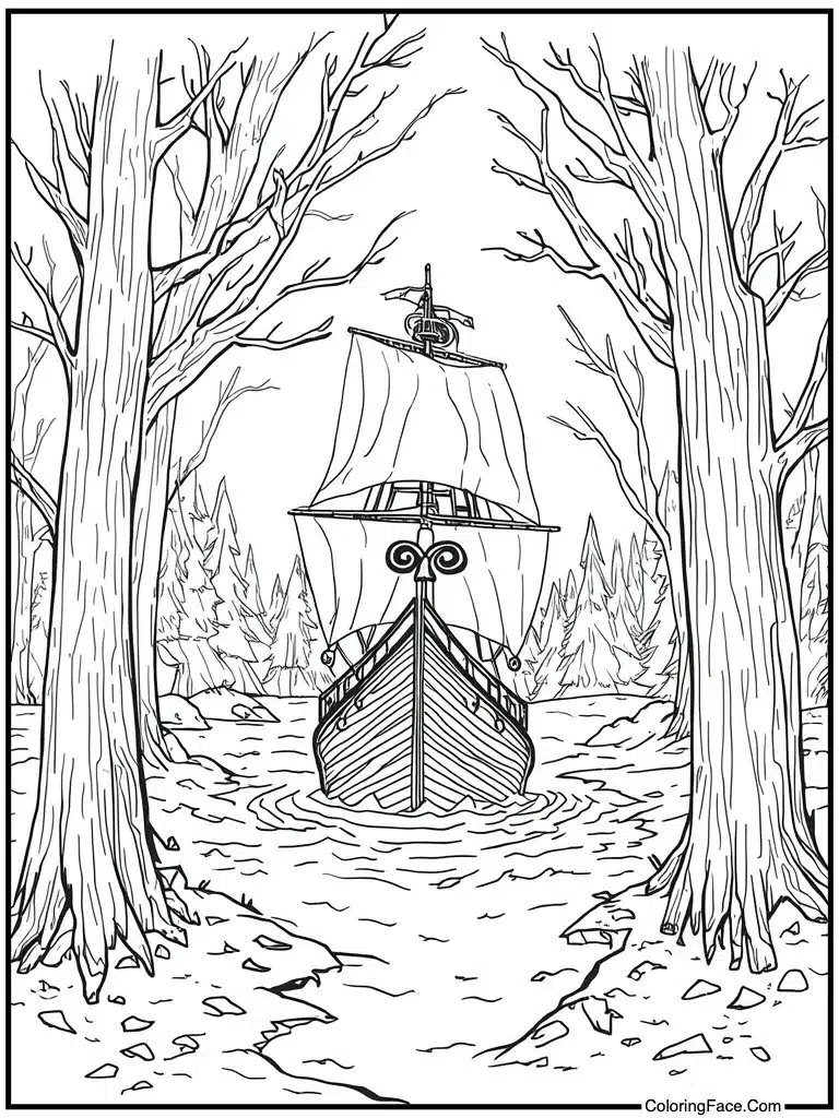 Ship sailing rough waters