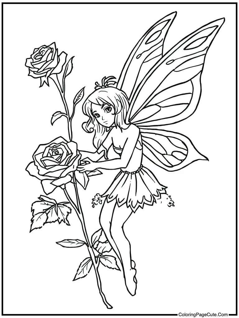 Tiny being painting roses