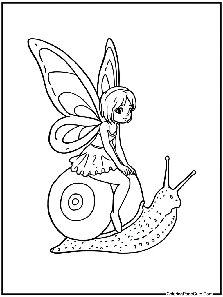 Tiny being riding a snail