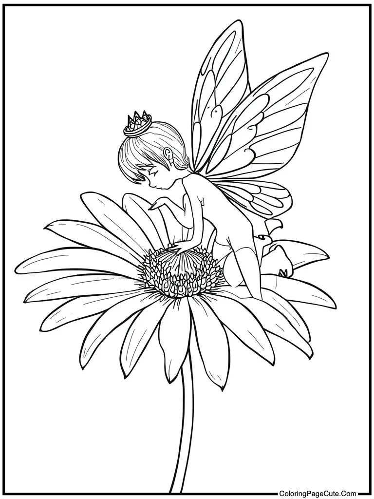 Sprite resting on a flower