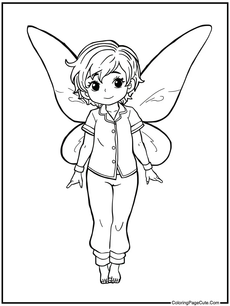 Tiny being wearing pajamas