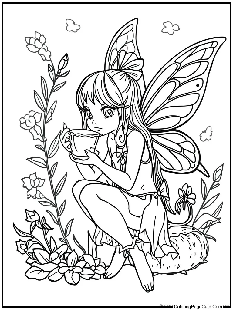 Magical creature drinking tea