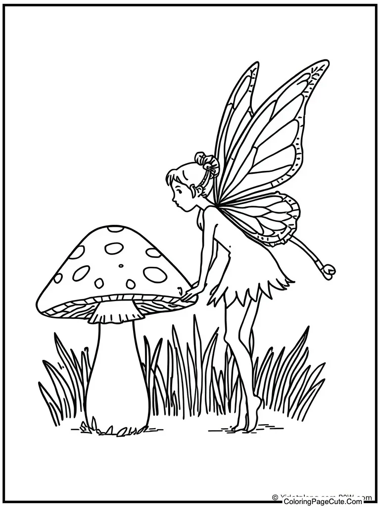 Tiny being near a mushroom