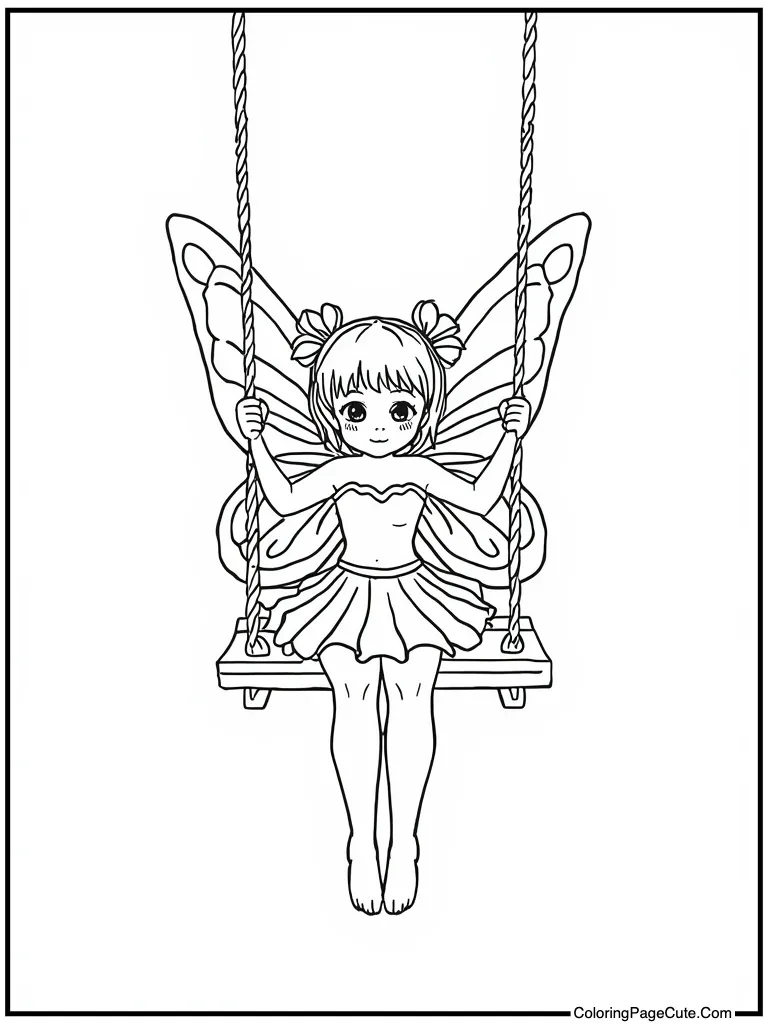 Tiny being on a swing