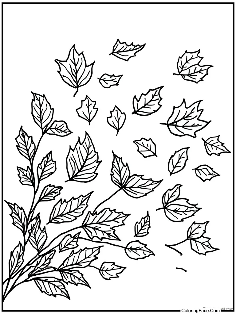 Autumn leaves blowing wind