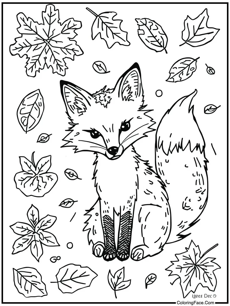 Fox playing in leaves