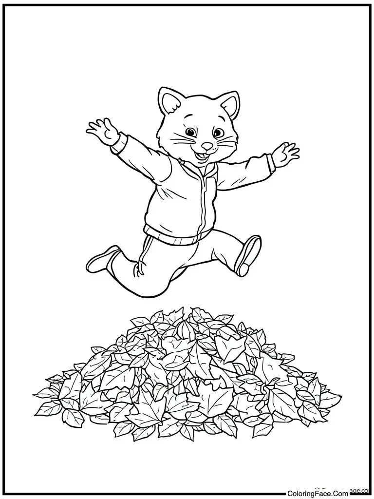 Jumping in leaf pile