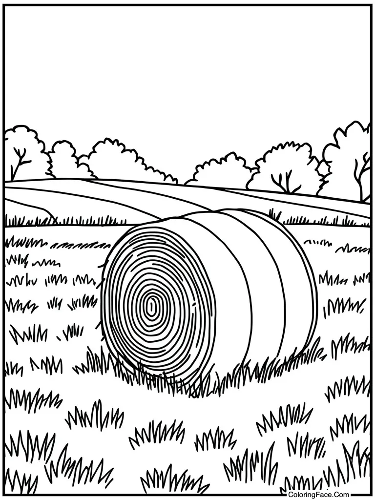 Hay bale in field