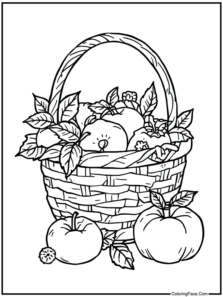 Red apple harvest basket