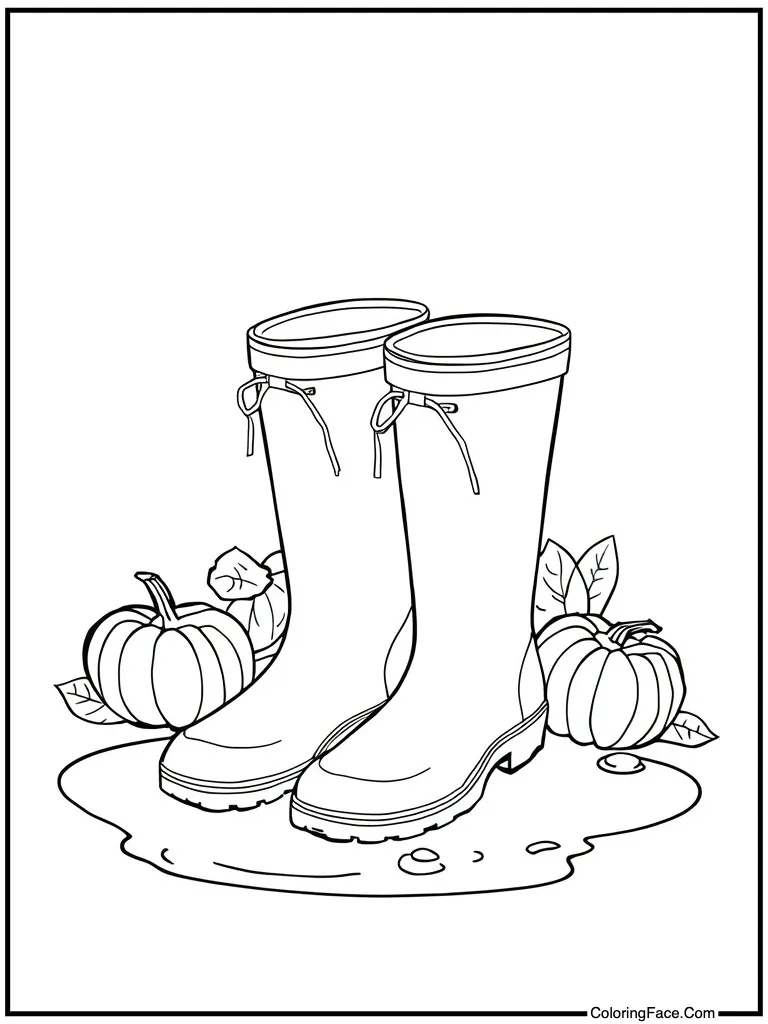 Rain boots in puddle