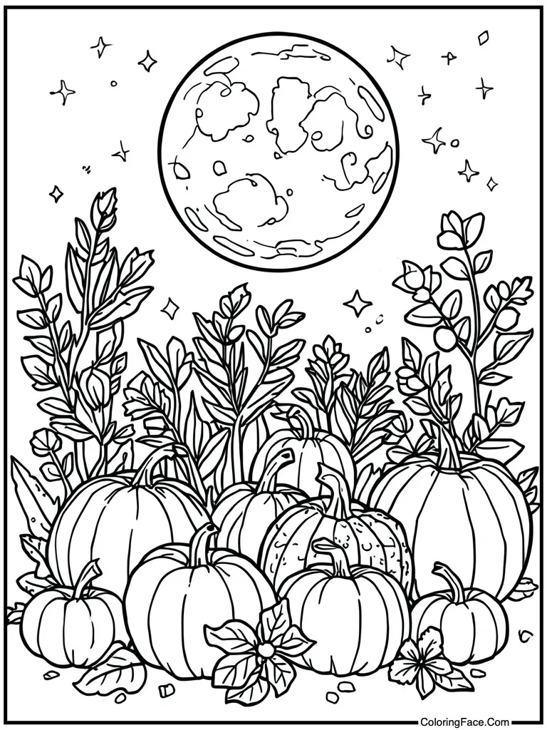 Full harvest moon shining