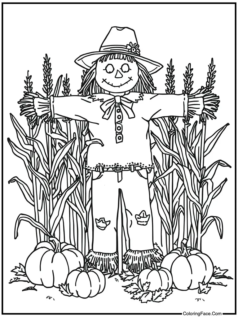 Scarecrow in corn field