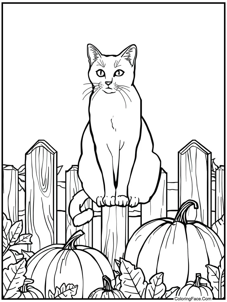 Black cat sitting fence