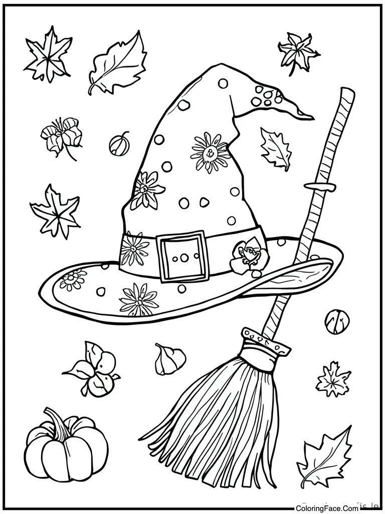 Witch hat and broom