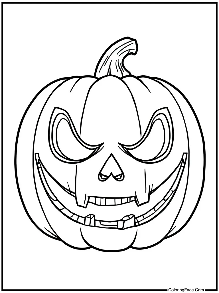 Carved pumpkin scary face