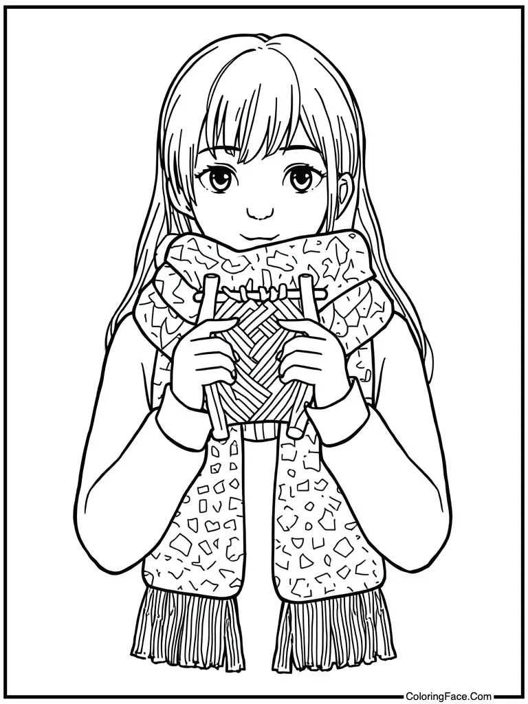 Knitting a warm scarf