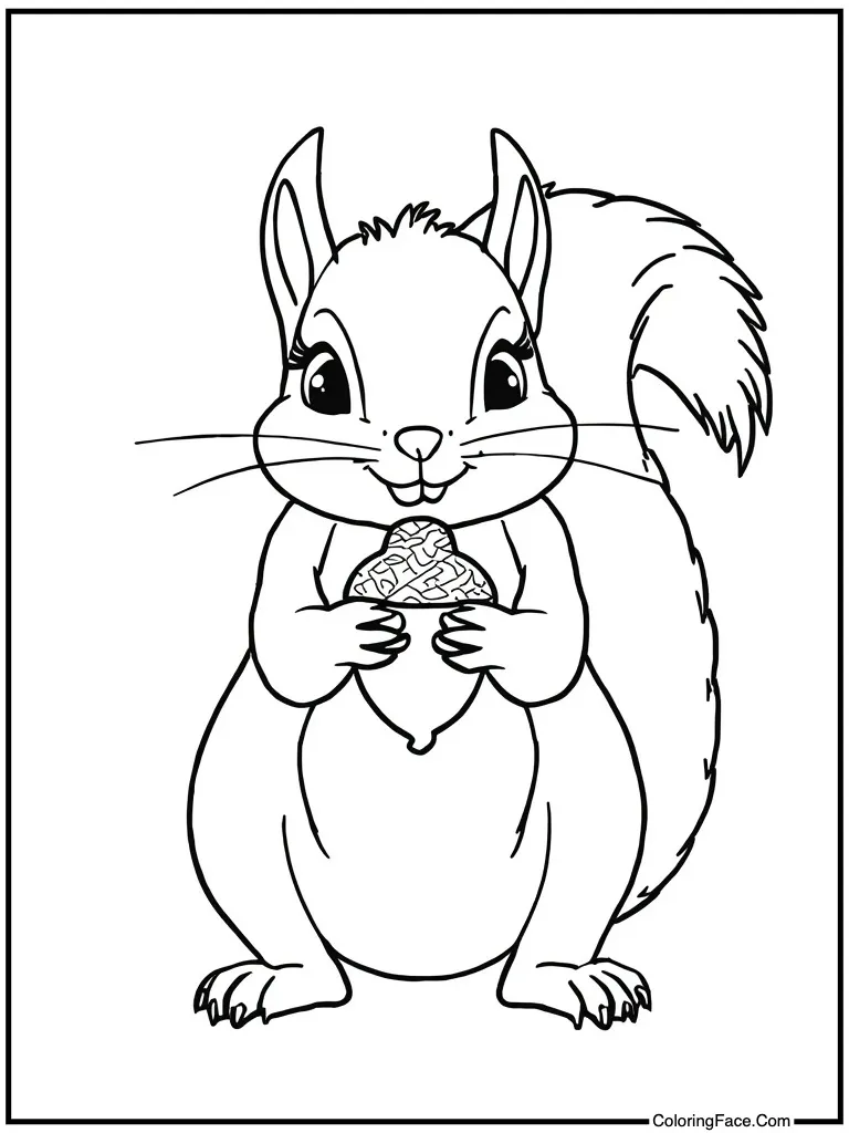 Squirrel holding an acorn