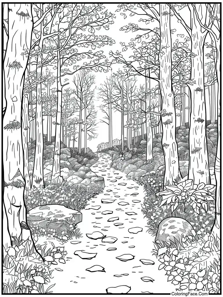 Forest path winding deep