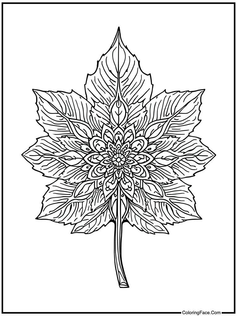 Detailed mandala leaf art