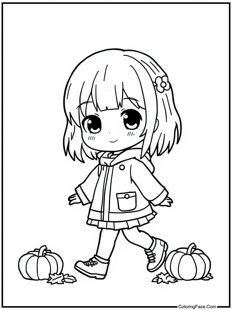 Cute chibi girl walking